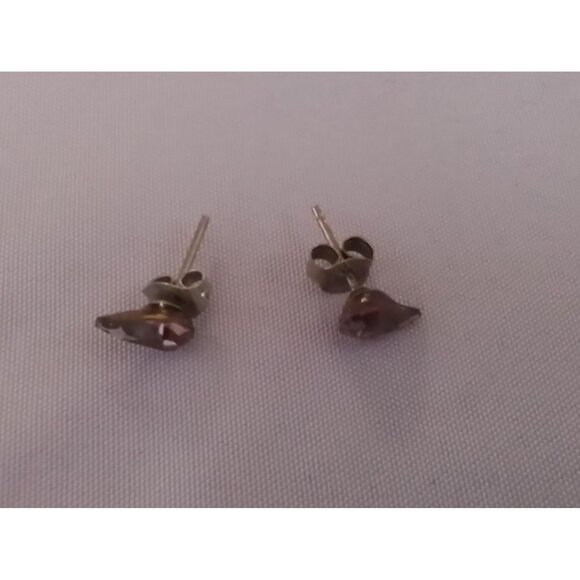 Vintage Teardrop Purple Amethyst Stud Earrings - Picture 3 of 5